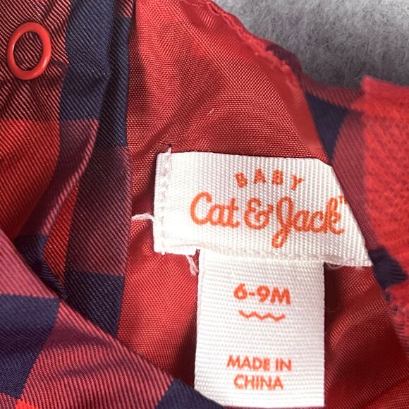 Cat and Jack Baby Dress 6-9 Months Red Check Plaid Ruffle Lined Gown Party - Picture 11 of 13